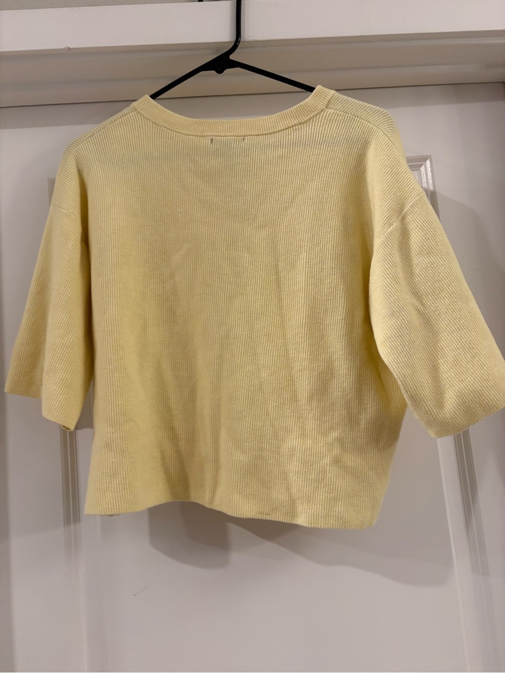 wild fable Soft Yellow Ribbed Button-Back Cardigan - Picture 3 of 4